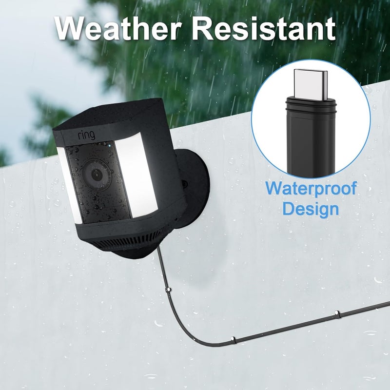 ALERTCAM 25ft USB-C Power Adapter for Spotlight Cam Plus/Pro (Battery) and Outdoor Cam Plus (Battery), Weatherproof Flat Cable for Continuous Power Supply, Black - Image 5